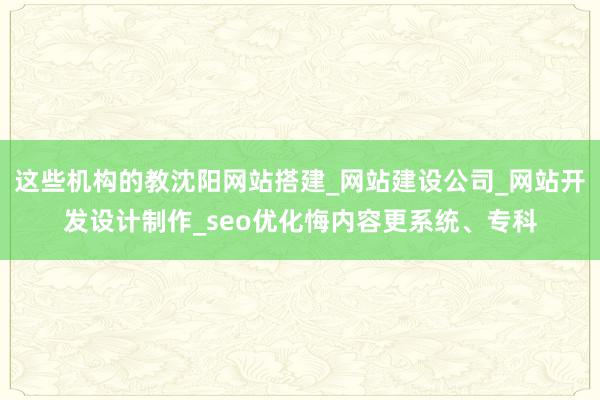 这些机构的教沈阳网站搭建_网站建设公司_网站开发设计制作_seo优化悔内容更系统、专科